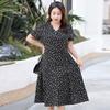 Women's V Neck Short Sleeve Floral Midi Dress Loose Fit Elegant Casual Chiffon Dress