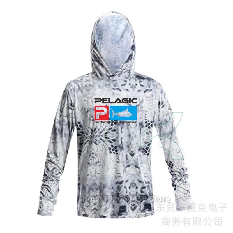 Mens Quick-Dry Long Sleeve Hooded Fishing Shirt UV Protection Outdoor Sportswear Breathable Milk Silk Cycling Jersey
