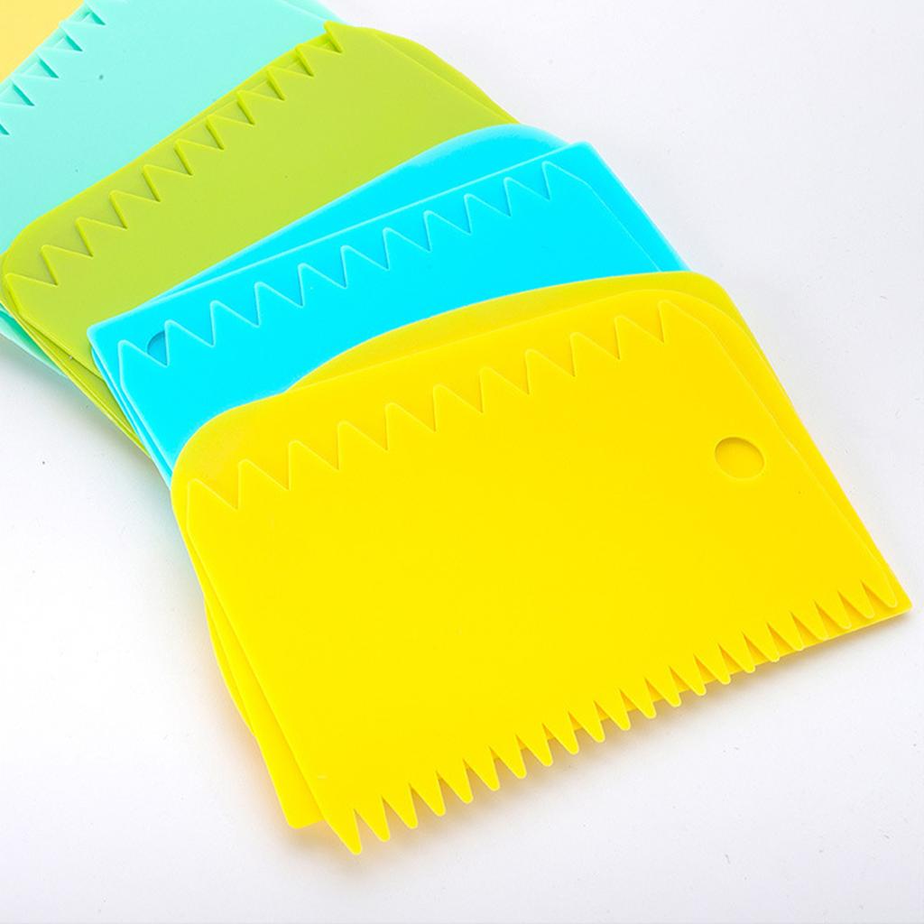 3Pcs Cream Scraper Suit DIY Kitchen Straight Arc Tooth Shape Cream Bread Cutter Plastic Cake Pasty Scraper Baking Fondant Tools