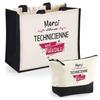 Duo Jute Tote Bag and Pouch Thank You Brilliant Technician Gift Colleague Birthday Christmas | Shopping Bag Pouch Makeup Shopping