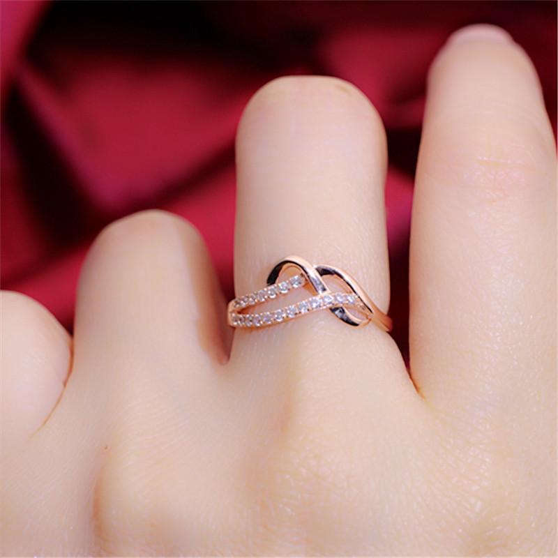Purple Gold Zircon Ring Plated With Rose Gold, Exquisite Classic Colored Gold Ring Adjustable For Women