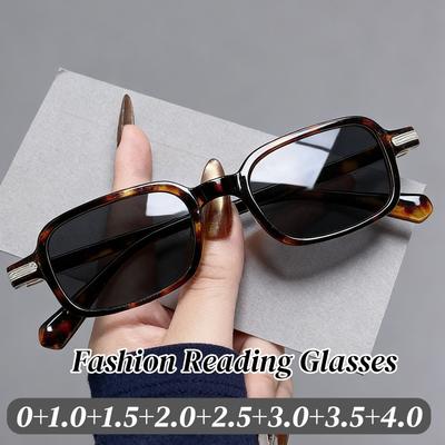 Modische Lesebrille für Herren Kleiner quadratischer Rahmen Sonnenbrille für Weitsicht für Damen Hohe Definition Graue Linse Alterssicht 0+1.0+4.0
