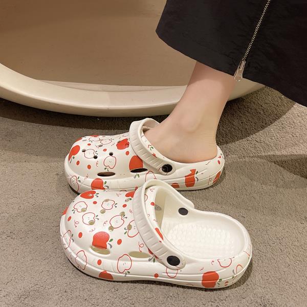 

Модная женская обувь на плоской подошве, женские тапочки для улицы с закрытым носком, роскошные шлепанцы на платформе, летние дизайнерские туфли с массажным принтом, цветочные туфли для женщин 2025 35