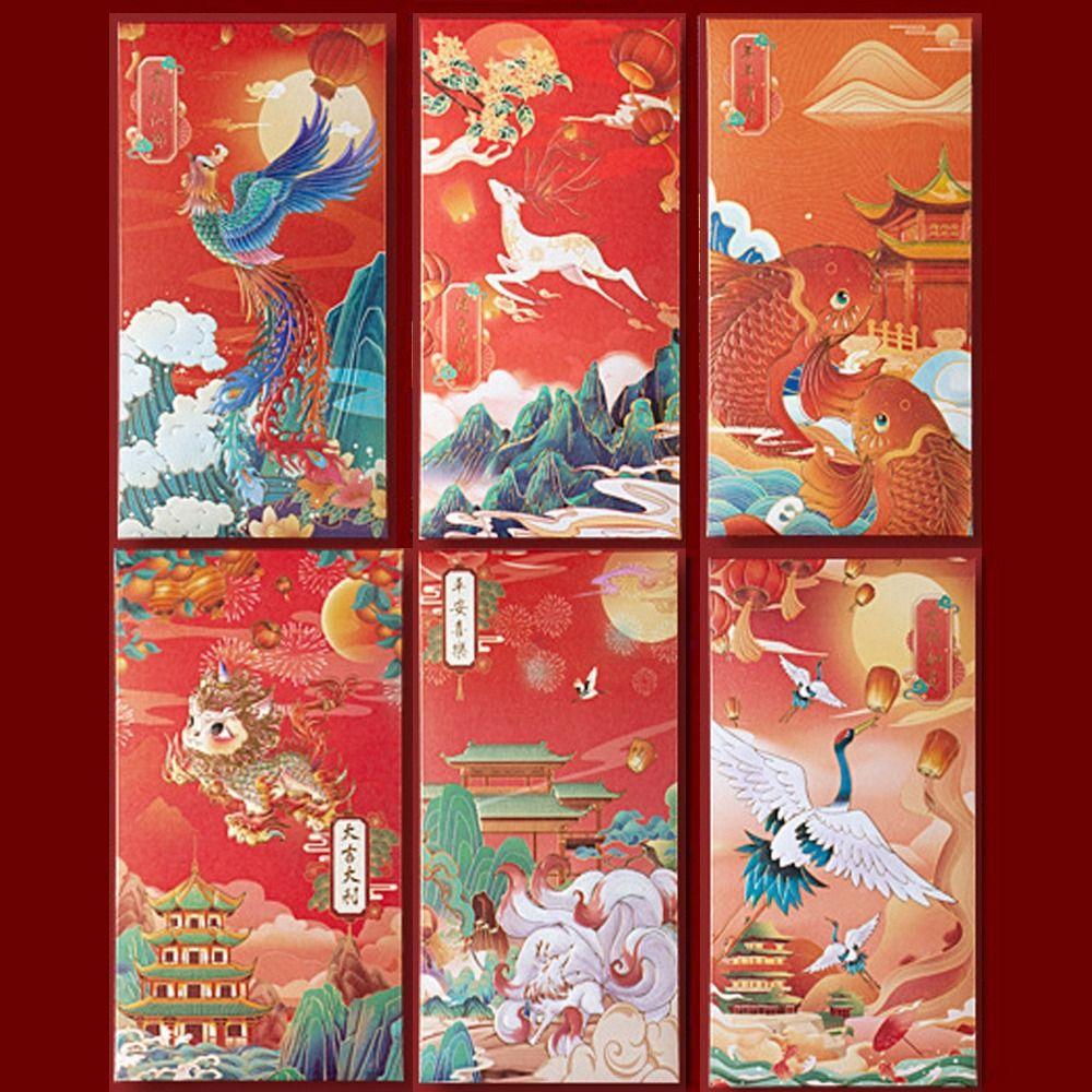 Lucky Money Blessing Crane Hot-Stamping Bless Pocket Red Pocket Red Envelope Chinese New Year