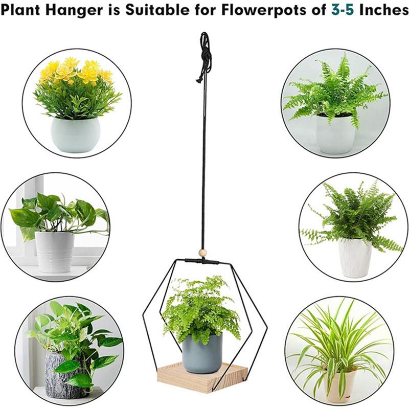 Hanging Flower Pot Shelf With Indoor Hanging Flower Pots Balcony Decoration, Plants, Living Room, Wooden Shelf Hanging Basket