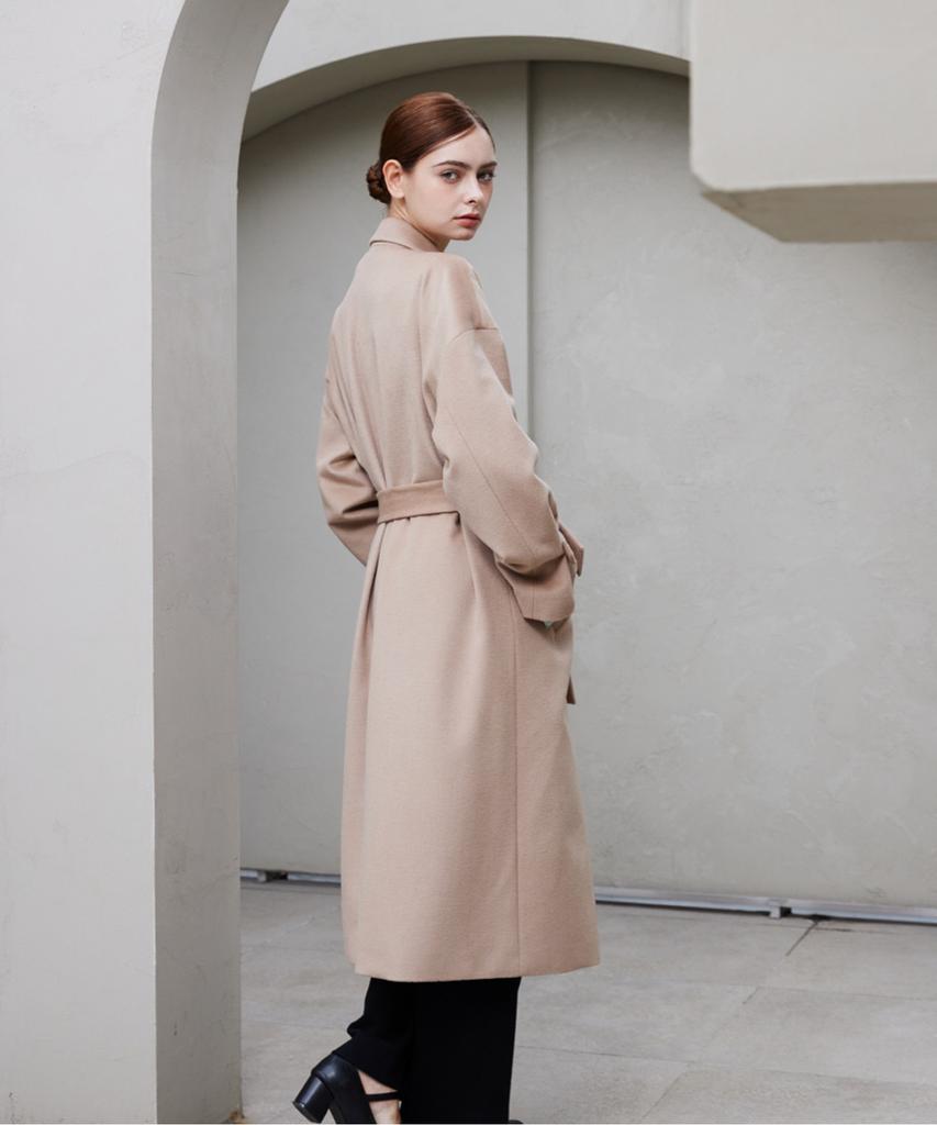 YUJEEOT Drop Shoulder Oversized Cashmere Coat