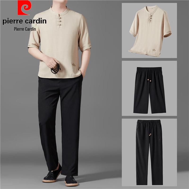Pierre Cardin Men's Summer Linen Blend Chinese Style Tang Suit Top