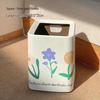 OIMG Ins Style Square Trash Can with Flower Design