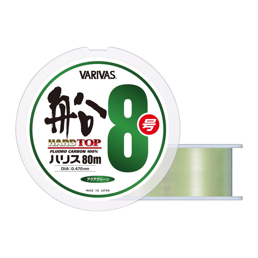 VARIVAS Hard Top Boat Line, Fluorocarbon, 80m, Size 8, Aqua Green