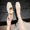 Super Versatile~ Retro Square Head Woven Hollow Bag Head Half-tray Shoes for Women To Wear One-word with Thick Heel Muller Cool Slippers