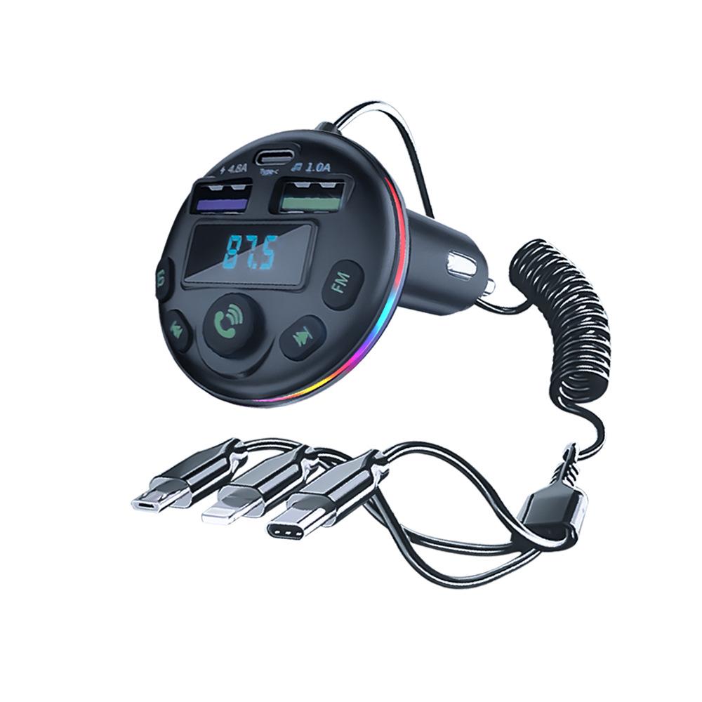 Q21 Bluetooth FM Transmitter mit Spiralkabel & QC3.0 PD20W Schnell-Autoladegerät