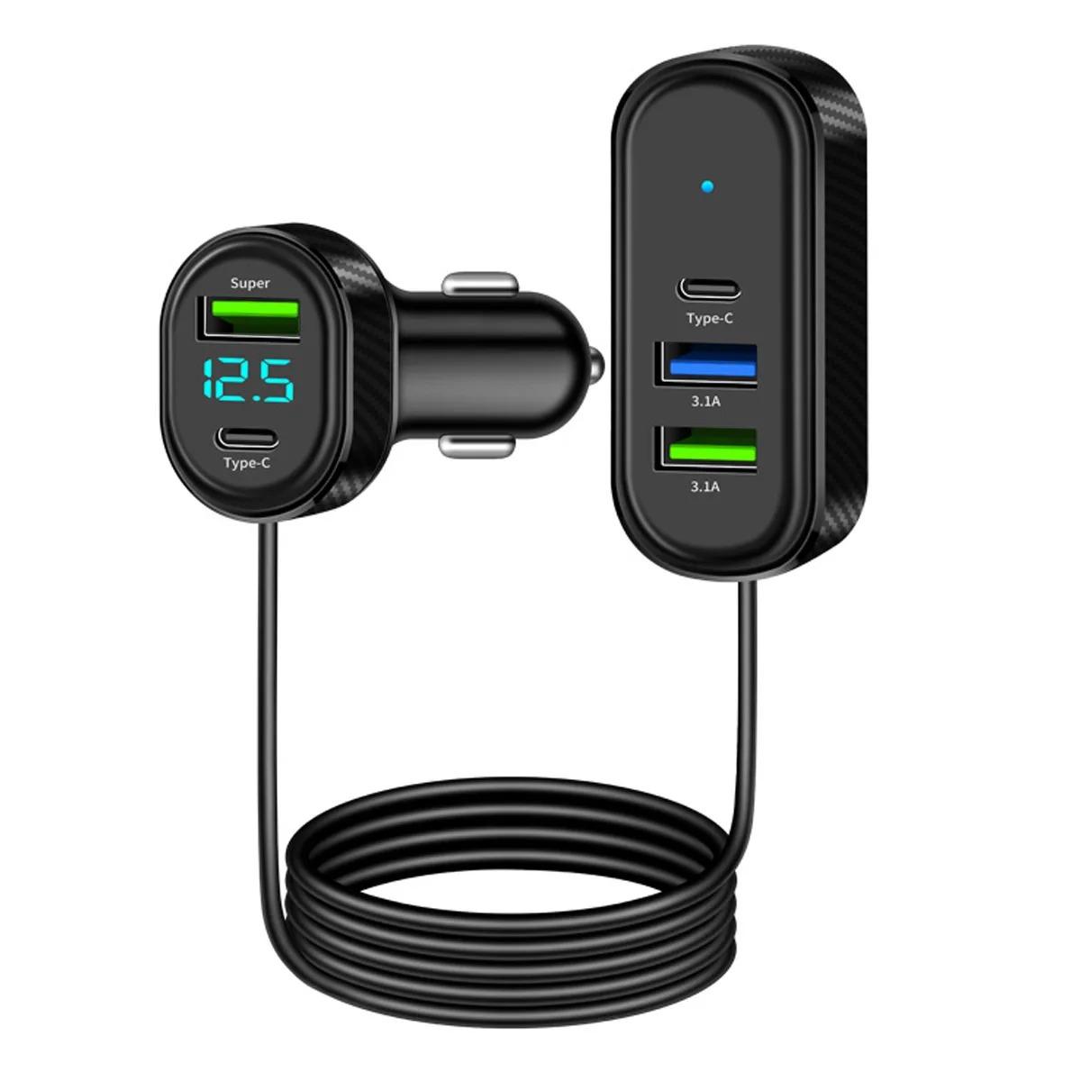 

Автомобильное зарядное устройство 5 в 1, 66 Вт, USB, автомобильная зарядка телефона, Type-C, быстрая зарядка, несколько портов USB, 12 В, автомобильное зарядное устройство, разветвитель, аксессуары