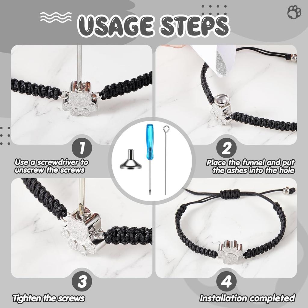 Misdary Adjustable Cremation Bracelet for Pets Ashes Dog Paw Pendant Bangle Stainless Steel Memorial Urn Jewelry Keepsake Urn Bracelet for Ashes with