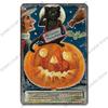 Halloween Night Party Poster Vintage Metal Signs Pumpkin Trick or Treat Metal Tin Plate Wall Art Decor For Bar Pub Club Home