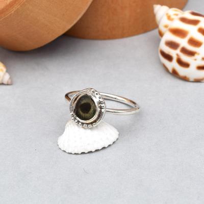 925 Sterling Silver Bicolor Raw Tourmaline Gemstone Granulate Ring 7.75 US