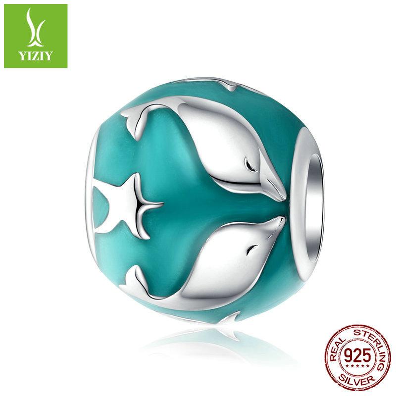 

Шарм S925 Стерлинговое Серебро Свободные Бусины Океан Дельфин Акула Малый Кит Платиновое Покрытие Сделай Сам Серебряные Аксессуары