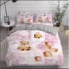 Heimtextil Teddybär Blumenmuster Bettwäscheset Einfache Tagesdecke Kissenbezug Heimtextil Kinder Erwachsene Schlafzimmer Dekoration