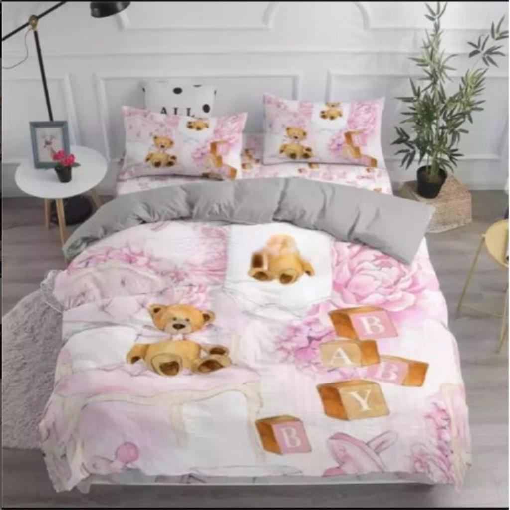 Heimtextil Teddybär Blumenmuster Bettwäscheset Einfache Tagesdecke Kissenbezug Heimtextil Kinder Erwachsene Schlafzimmer Dekoration