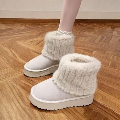 35-43 Large Size Wide Feet Women's Shoes 41 Snow Boots Women's Warm Fluffy Thick Soles Piled Thickened Northeast Large Cotton Shoes 42