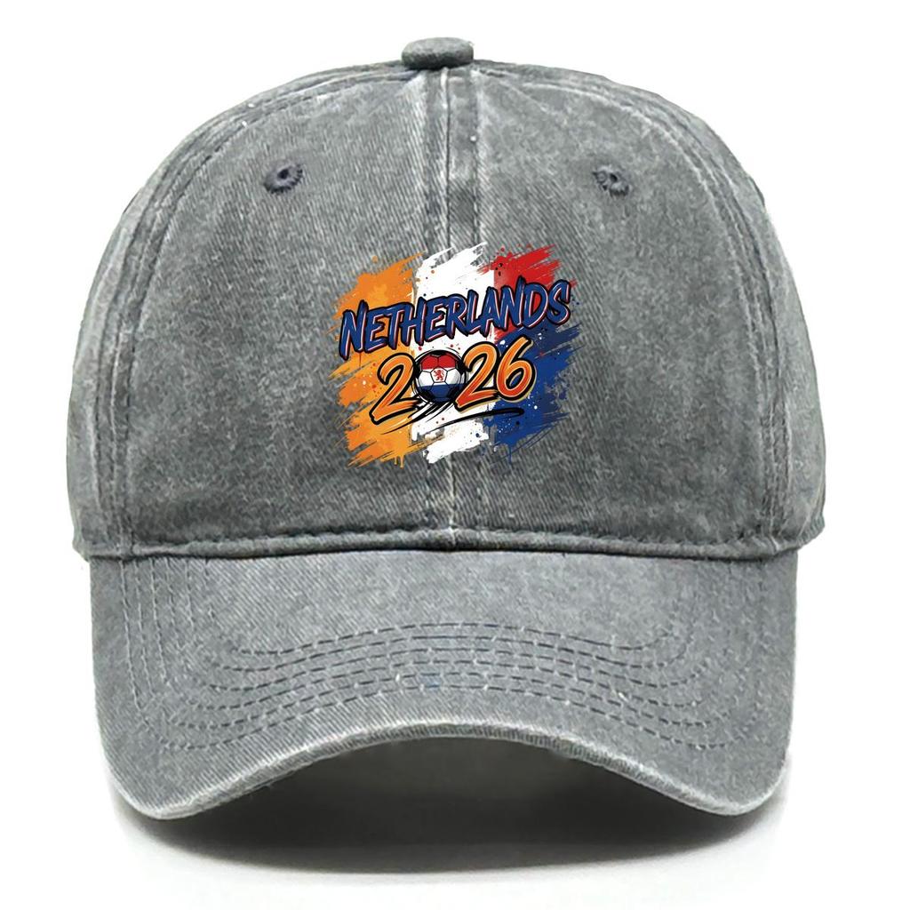 Baseball Hat With 2026 Football Soccer "NETHERLANDS" Flag Printed , Adjustable Sun Hat Casual Hip Hop Retro Unisex Sports Hat