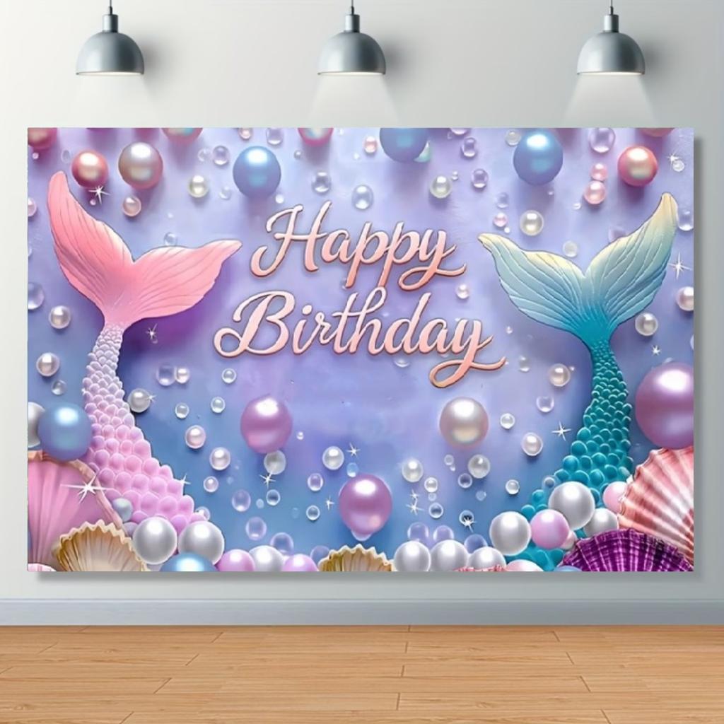 Mermaid Backdrop Girls Princess Birthday Party Decoration Background Under The Sea Photography Supplies Kids Baby Shower Banner