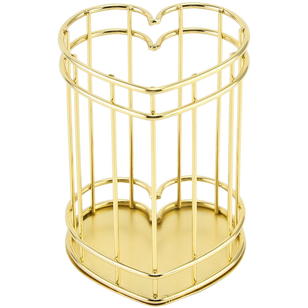 

Настільна ручка у формі серця. Золотий тримач для олівців. Металеві ремісничі аксесуари для офісного столу. Горщик. Ручка в скандинавському стилі. Туалетний столик. Офісний стіл.