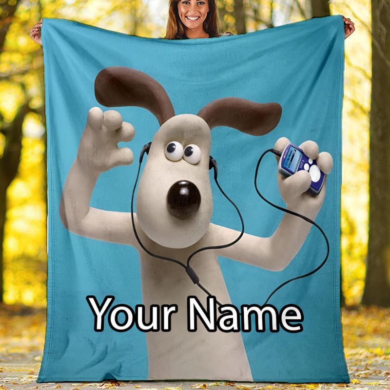 Custom Name Wallace & Gromit Theme Printed Blanket - Perfect for Couch, Bed, Travel & Outdoor Use | Machine Washable, Cozy & Durable.