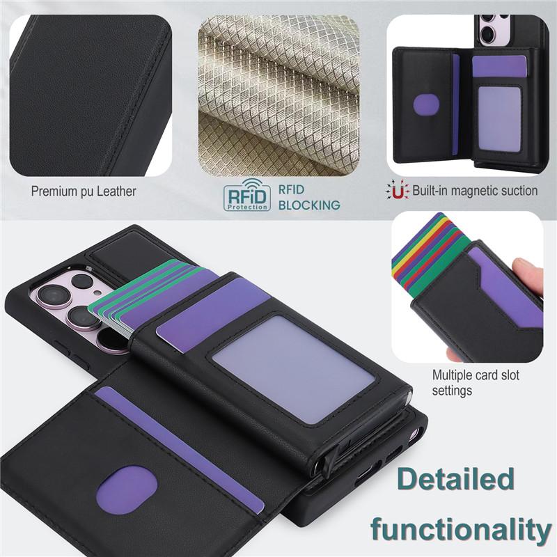 Magnetic Leather Wallet Card Phone Case for iPhone 15 14  Pro Max 13 Plus 12 11 for Samsung Galaxy S23 Ultra S22 A54 A14 A34 A53 A13 A52 Flip Cover