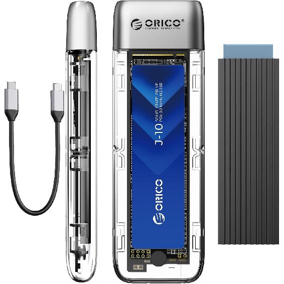 

ORICO M.2 NVMe SATA SSD Enclosure, USB C 3.1 Gen 2 10Gbps Adapter, Tool-Free, Support M-Key/(B+M) Key 2230-2280 NVMe