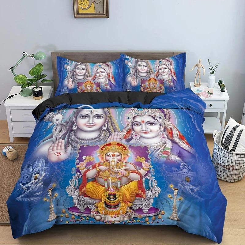 Indian Lord Shiva Duvet Cover Buddha Bedding Set Single Double King Queen Size With Pillowcase Bedclothes Drop Shipping