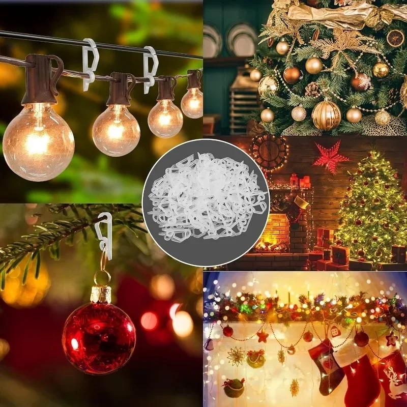 10-100Pcs Christmas Light Wire Clip Outdoor Gutter Hooks Tree Securing Led Cable String Rope Holder Clamp Weatherproof S-Shaped
