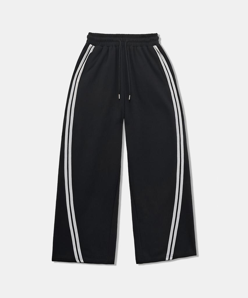 OCELOT C59 Curved Side Double-Striped Wide Sweatpants_Black