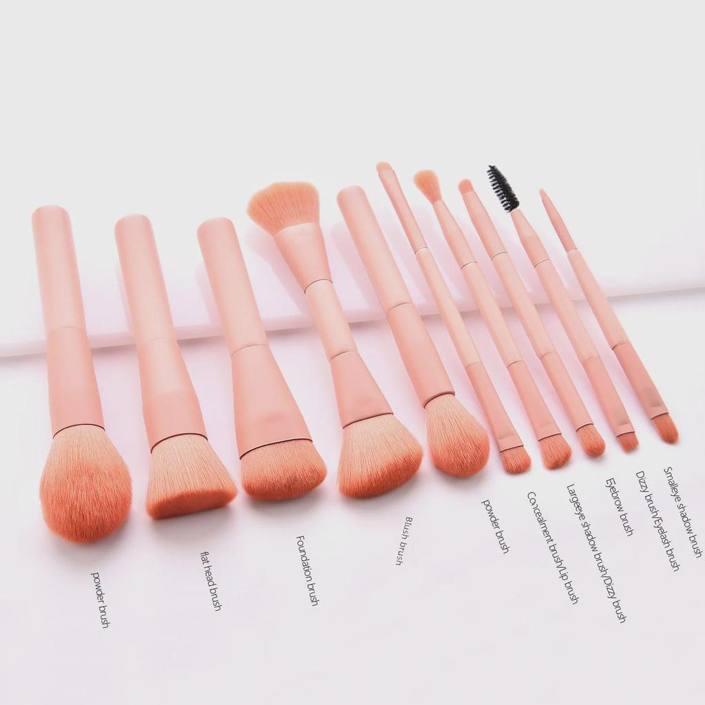 Nongying 8-Piece Animal Hair Makeup Brush Set with Storage Bucket for Beginners