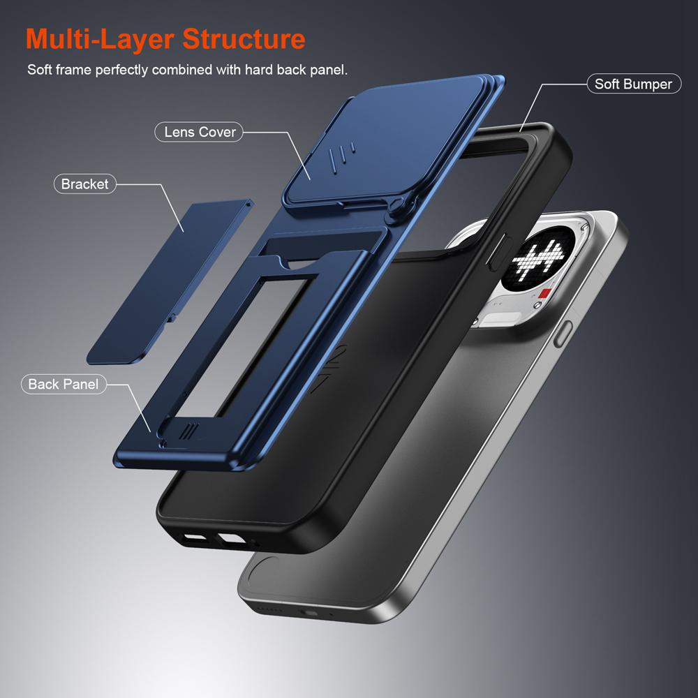 KEYSION Card Slot Holder Bag Phone Case for Nothing Phone 4A Pro Slide Camera Protection Upright Kickstand Shockproof Cover