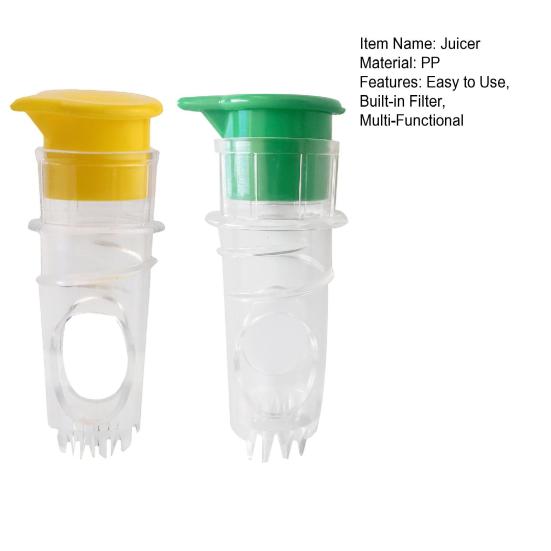 2Pcs Manual Lemon Squeezer Fruit Juicer with Built-in Filter BPA-Free Citrus Juicer with Lid Portable Lime Juicer