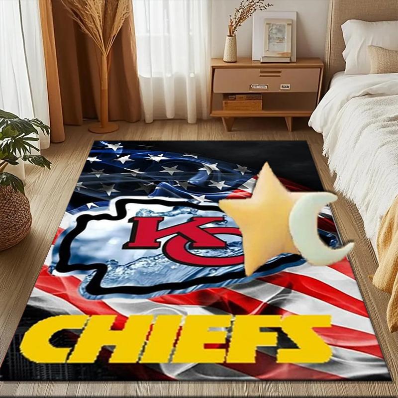 Kansas City Chiefs Football Rug Game Carpet, Floor Mat for Bedroom Living Room Entryway Rug, Home Decor Idea Gift for Christmas birthday