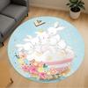 1pc Rabbit___flower Round Chair Mat Area Rug - Non-Slip, Floor Mat for Office, Bedroom, and Indoor Decor C1125175