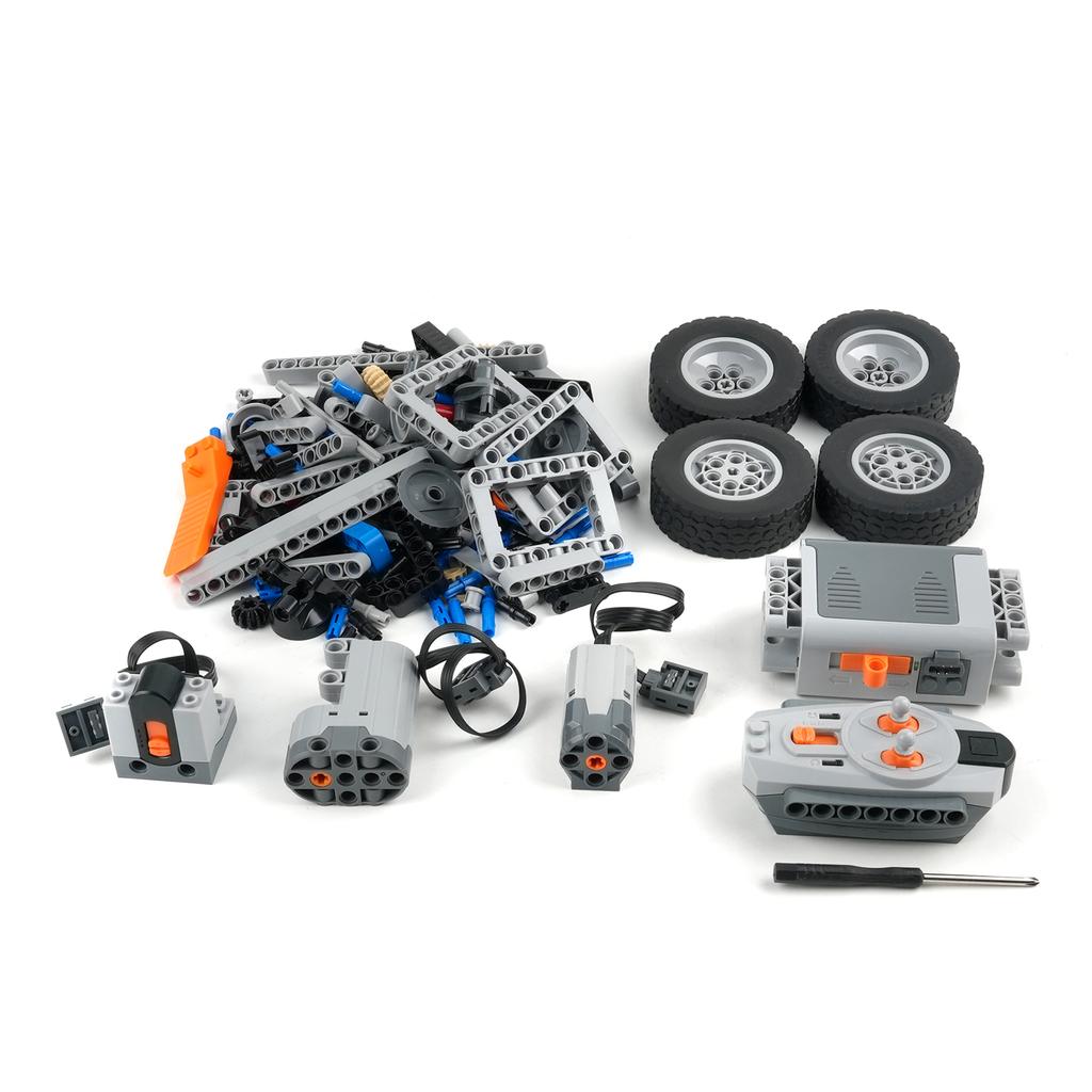 4WD RC Auto Chassis Elektrischer Bausatz mit Motor Rädern Batteriebox Empfänger für MOC Technisches Modell Spielzeug