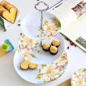 6+8+10inch, Fine Bone China Floral Cake Plate Stand, Beauty Party Buffet Serving Plate Set. Bbq Trays Decorative, Dessert Plate