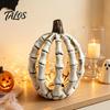 Decorative Pumpkin Skulls Halloween Skull Figurine, Realistic Resin Skeleton Statue Decorations, Spooky Gothic Home Accents Desktop Ornaments