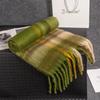 Plush Plaid Wool Scarf Tassel Cape Wraps Warm Winter Cashmere Scarves  Student