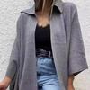 Women Cape Jacket Cardigan Fall Spring Coat Dolman Sleeve Turn Down Collar Loose Open Stitch Irregular Hem Solid Color Dating Commuting Poncho