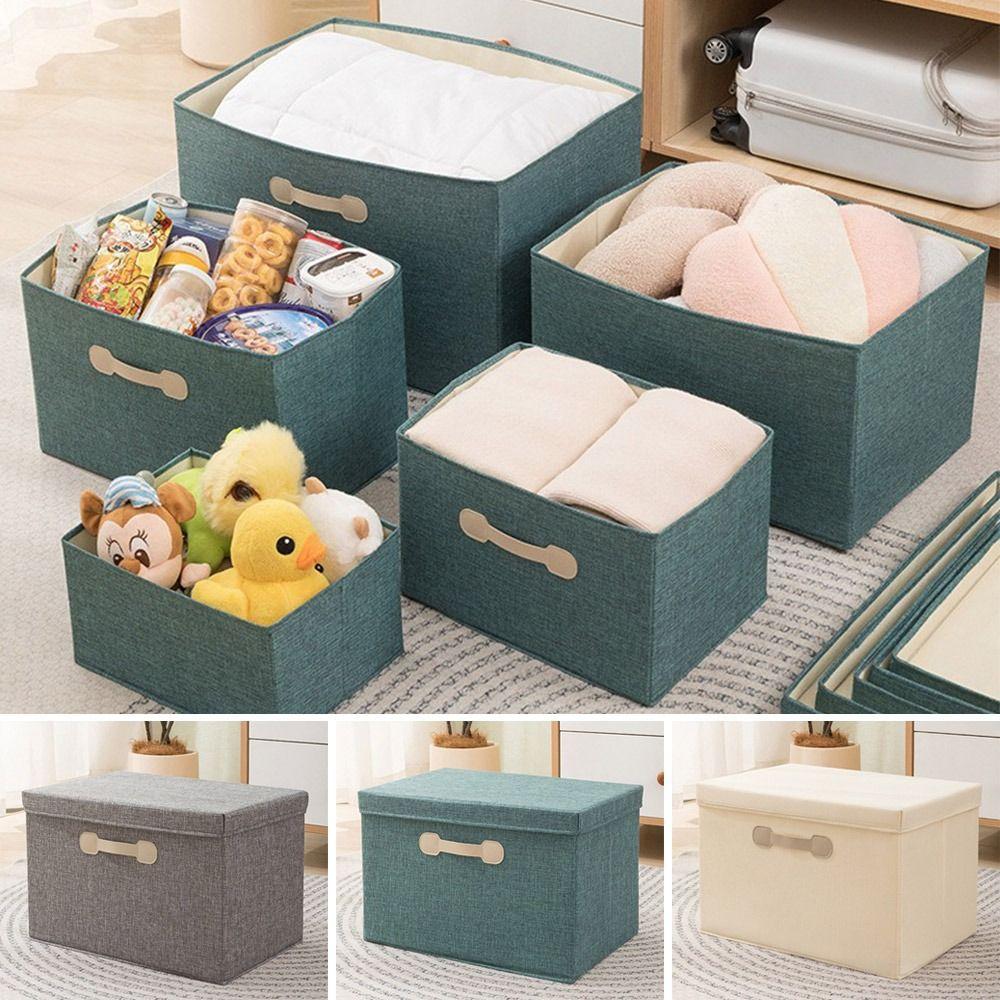 Cotton Linen Fabric Foldable Bins Folding Toys Organizer New Storage Basket