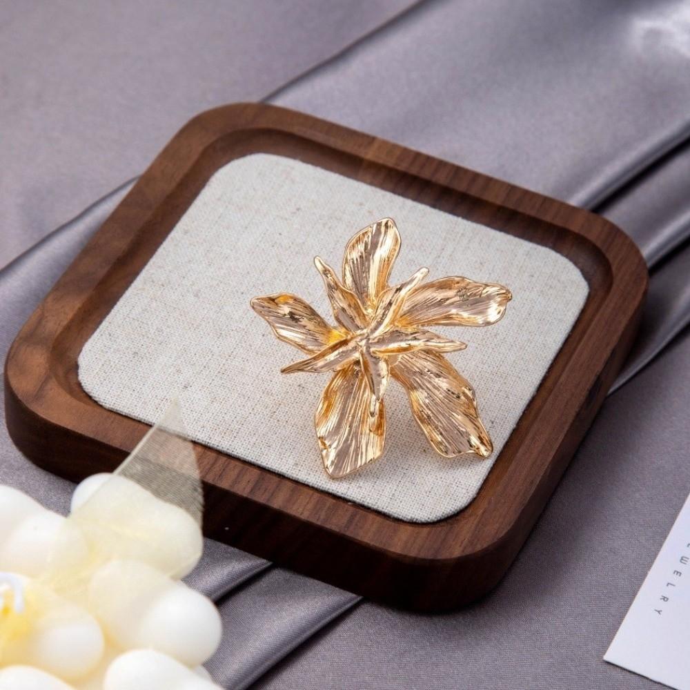 Zink Zinklegierung Metall Blume Ring Verstellbar Unregelmäßig Geometrisch Blütenblatt Ring Gold Groß Blumenring Party