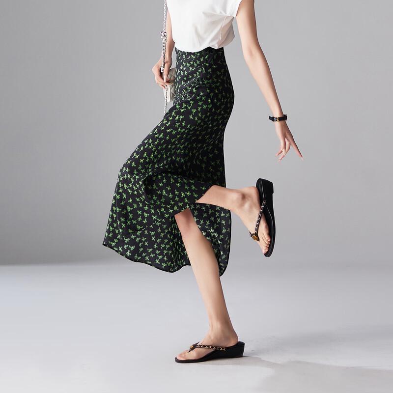 SOFSIL Women s Floral Mulberry Silk A-Line Midi Skirt 29/XL