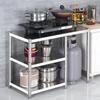 1Pcs Gas Cooktop Rack, Stainless Steel Kitchen Storage, Floor-to-ceiling Three-layer Functional Kitchenware, Thickened Storage