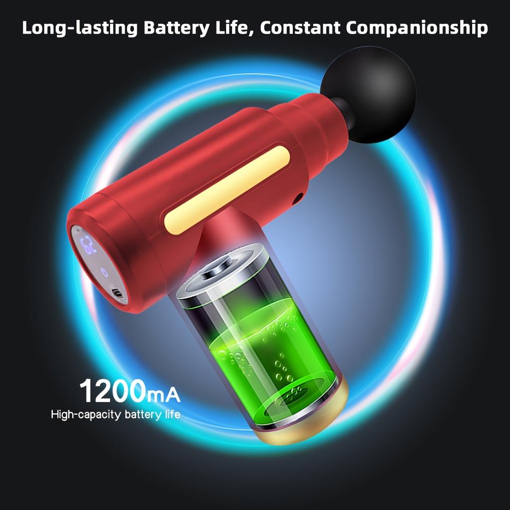 Portable electric fascia massage gun equipped with muscle massager LED Touchscreen included6A massage head mini handheld ultra-quiet brushless motor