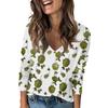 Ladies' Fashionable Casual Long Sleeved Retro Floral Print V-Neck Top Women'S T-Shirts Women Clothes Playeras De Mujeres