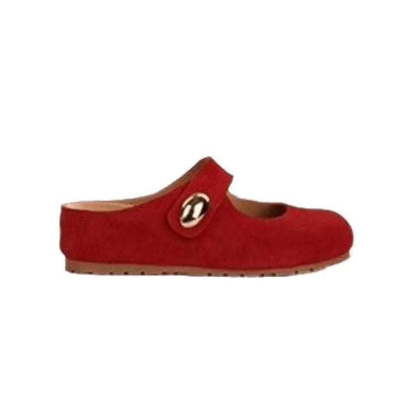 Height increase of 5cm small golden bean round head leather Mary Jane half slippers