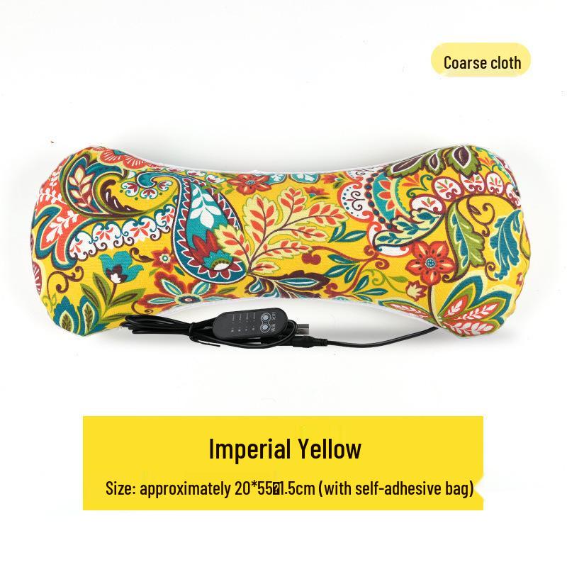 Mugwort Electric Heating Neck Pillow - Removable Cervical Support In Coarse Cloth